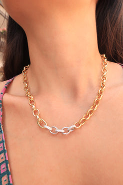 Oval Link Necklace with Pave Links Oval Link Necklace with Pave Links Piero Milano Piero Milano  Squash Blossom Vail