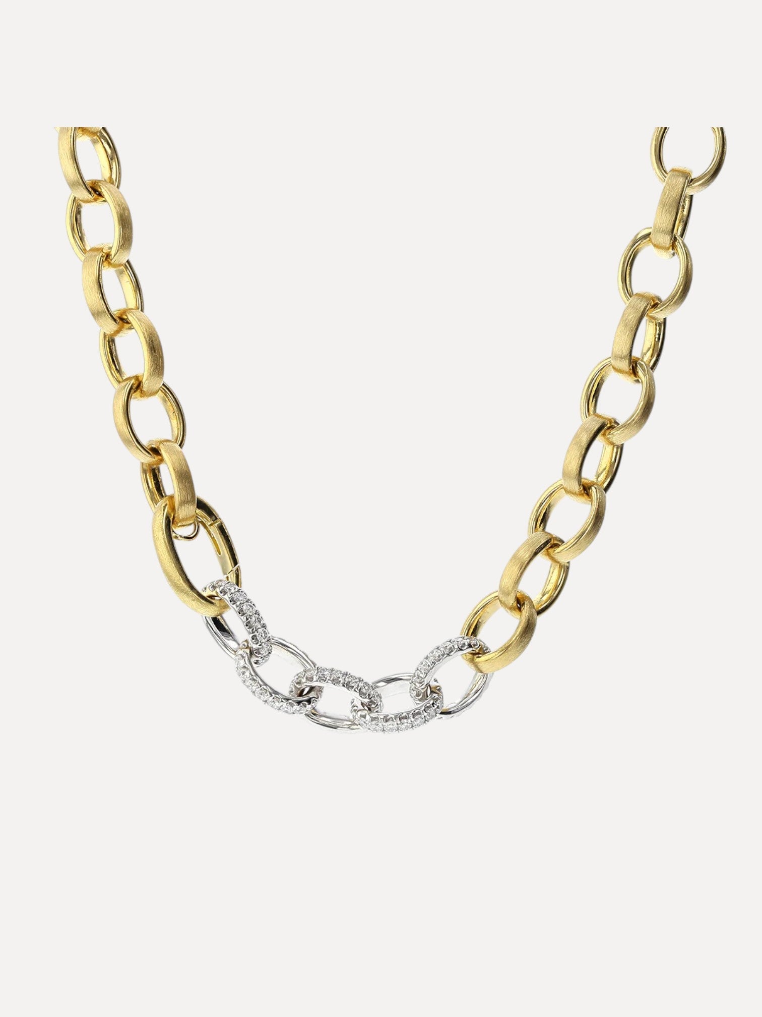 Oval Link Necklace with Pave Links Oval Link Necklace with Pave Links Piero Milano Piero Milano  Squash Blossom Vail