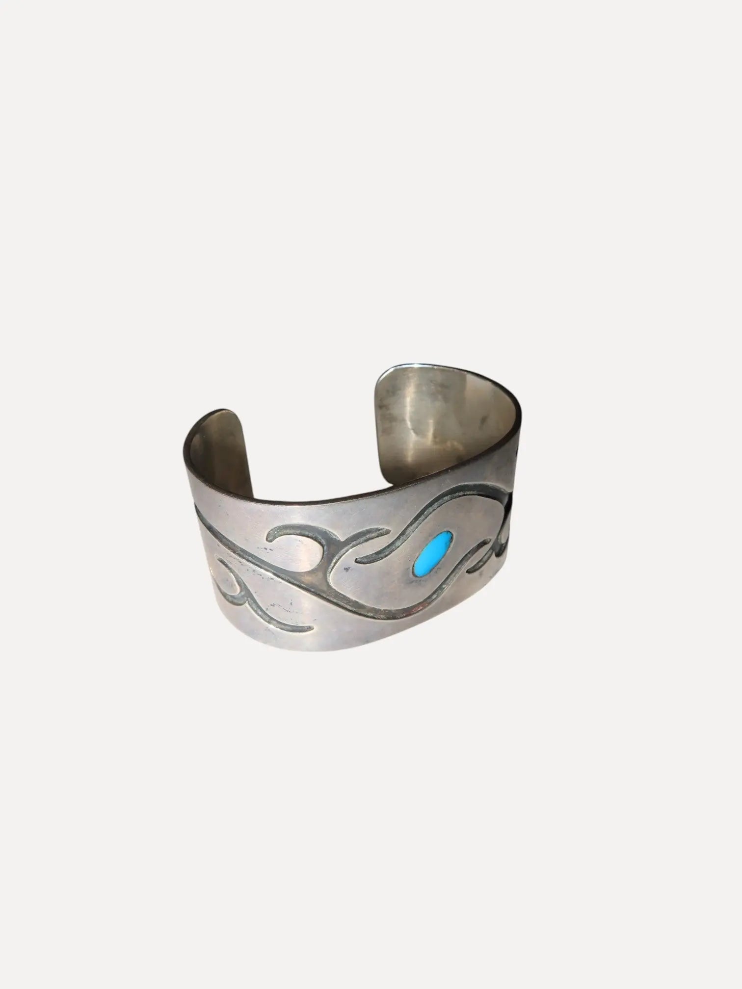 Overlay Cuff w flush Turquoise Center Overlay Cuff w flush Turquoise Center Native American Collection Native American Collection  Squash Blossom Vail