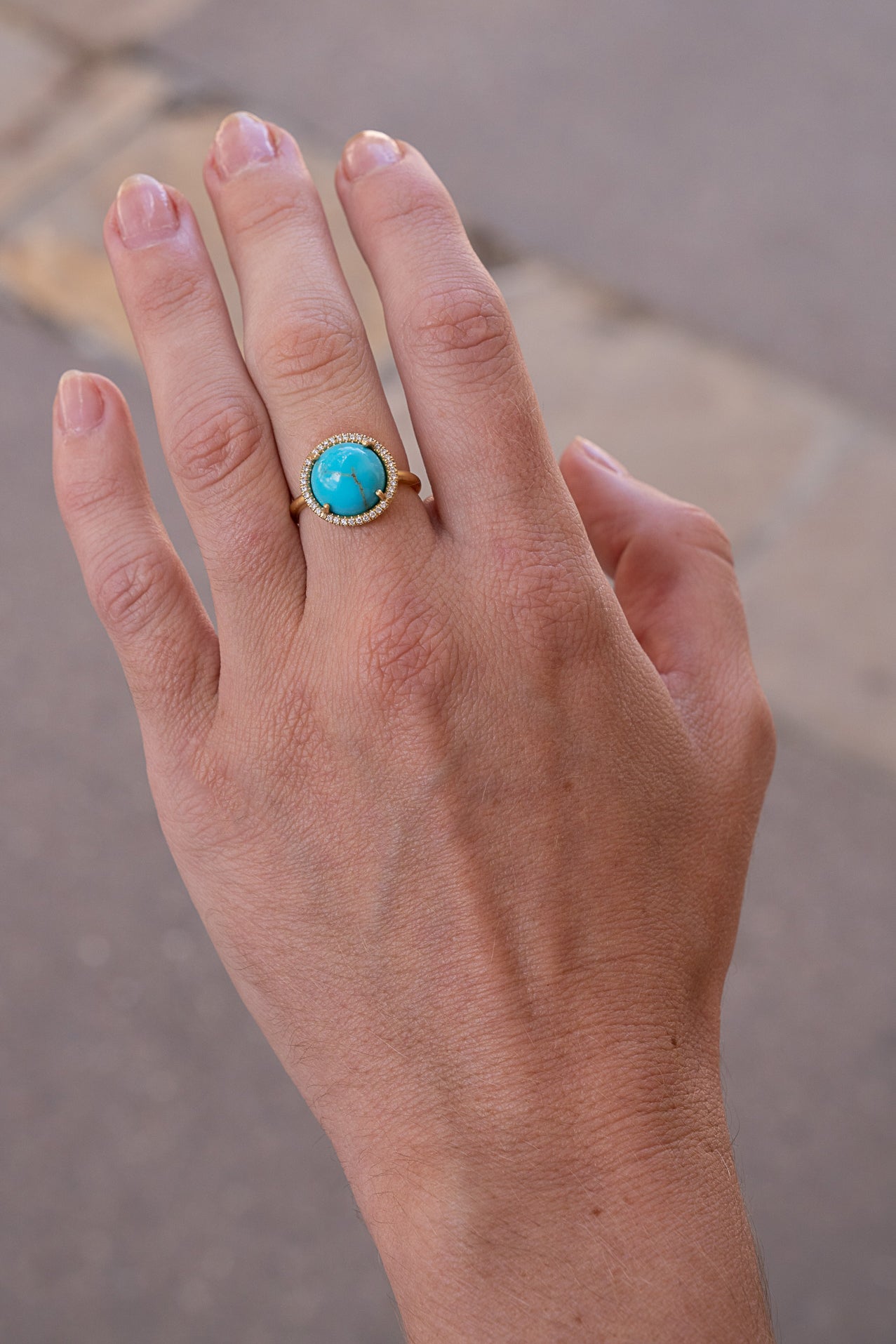 Pave Halo Medium Classic Turquoise Ring Irene Neuwirth