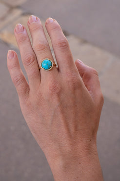 Pave Halo Medium Classic Turquoise Ring Irene Neuwirth