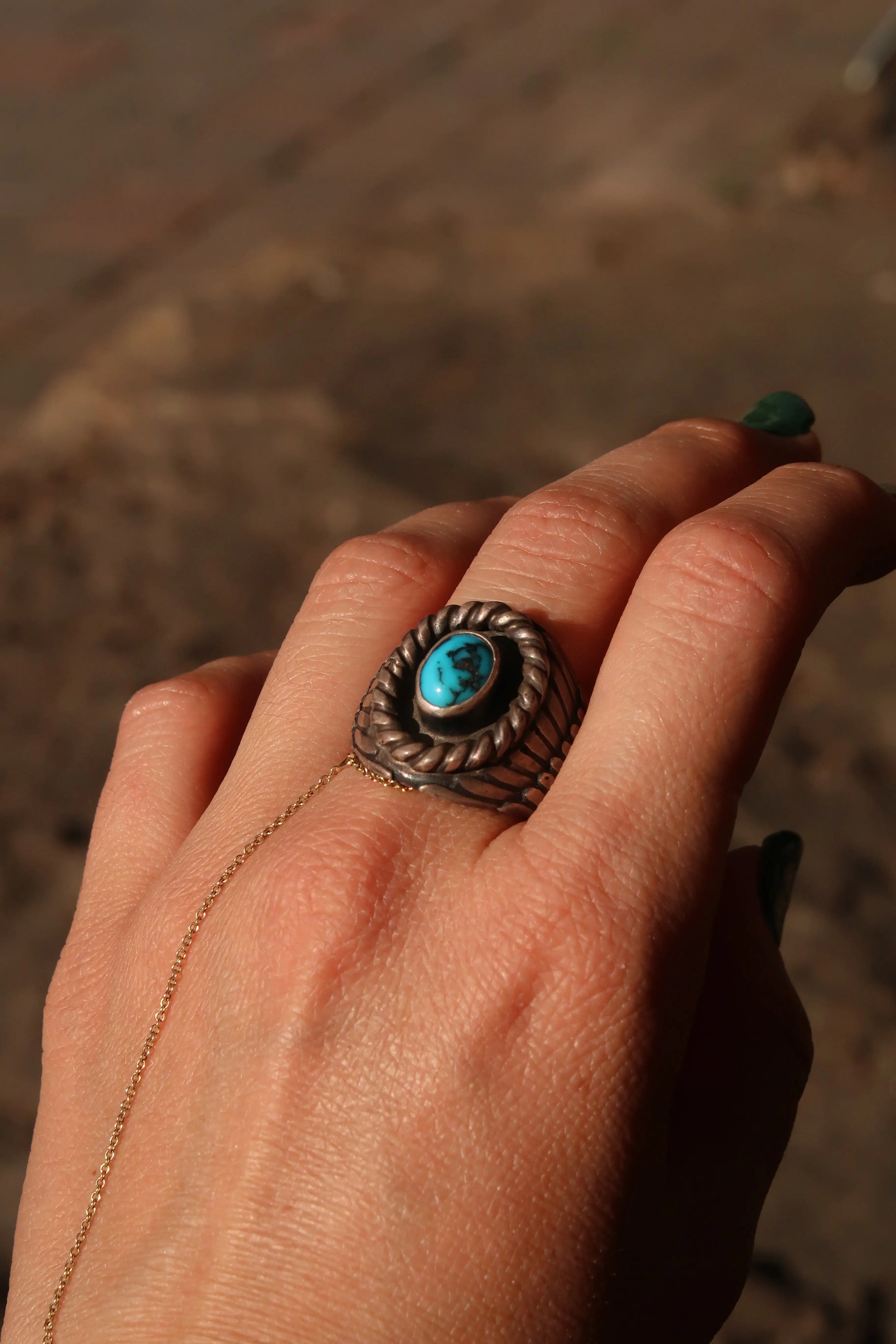 Persian Turquoise Ring Persian Turquoise Ring Native American Collection Native American Collection  Squash Blossom Vail