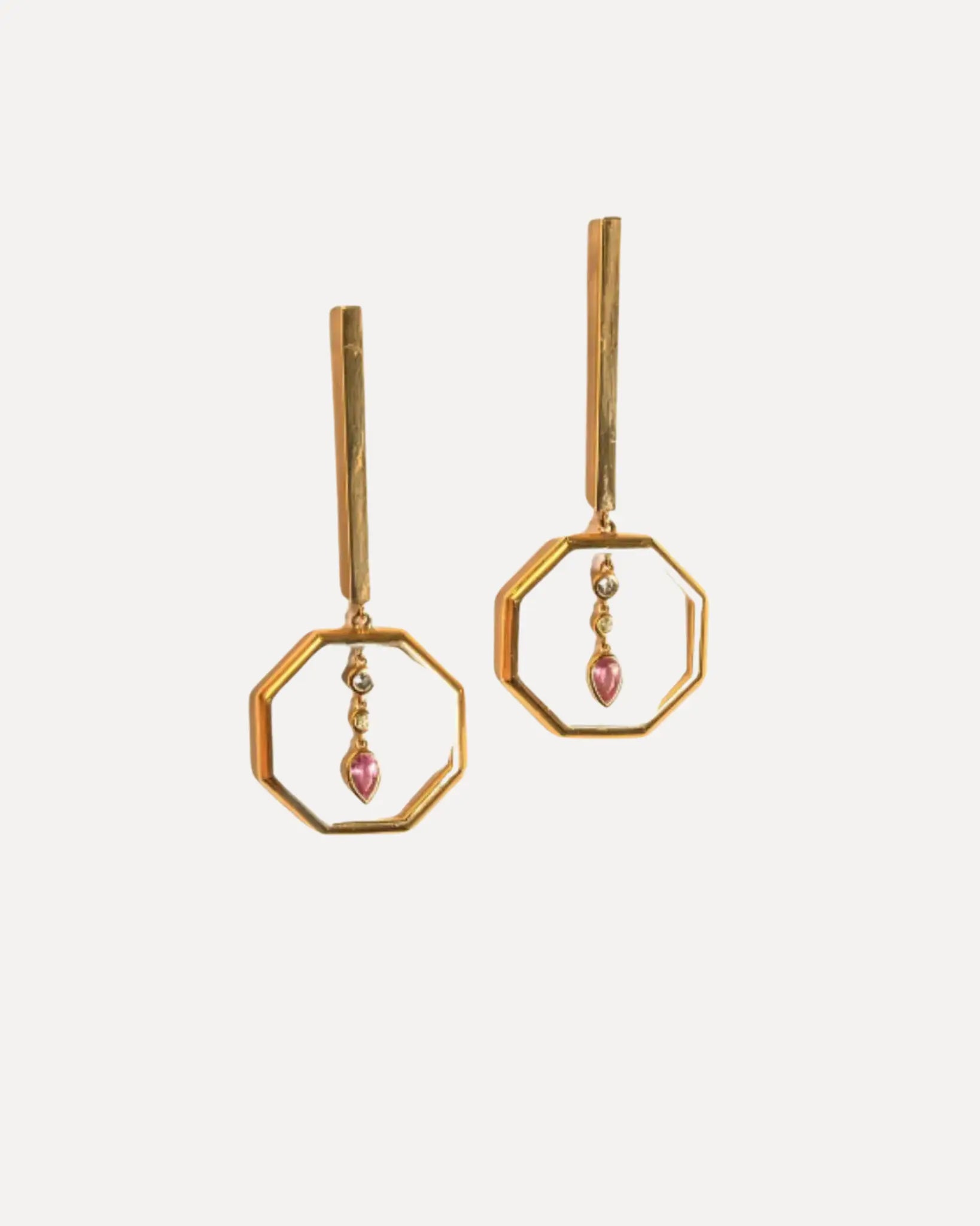 Pink Sapphire and Gold Earrings Pink Sapphire and Gold Earrings Sorellina Sorellina  Squash Blossom Vail