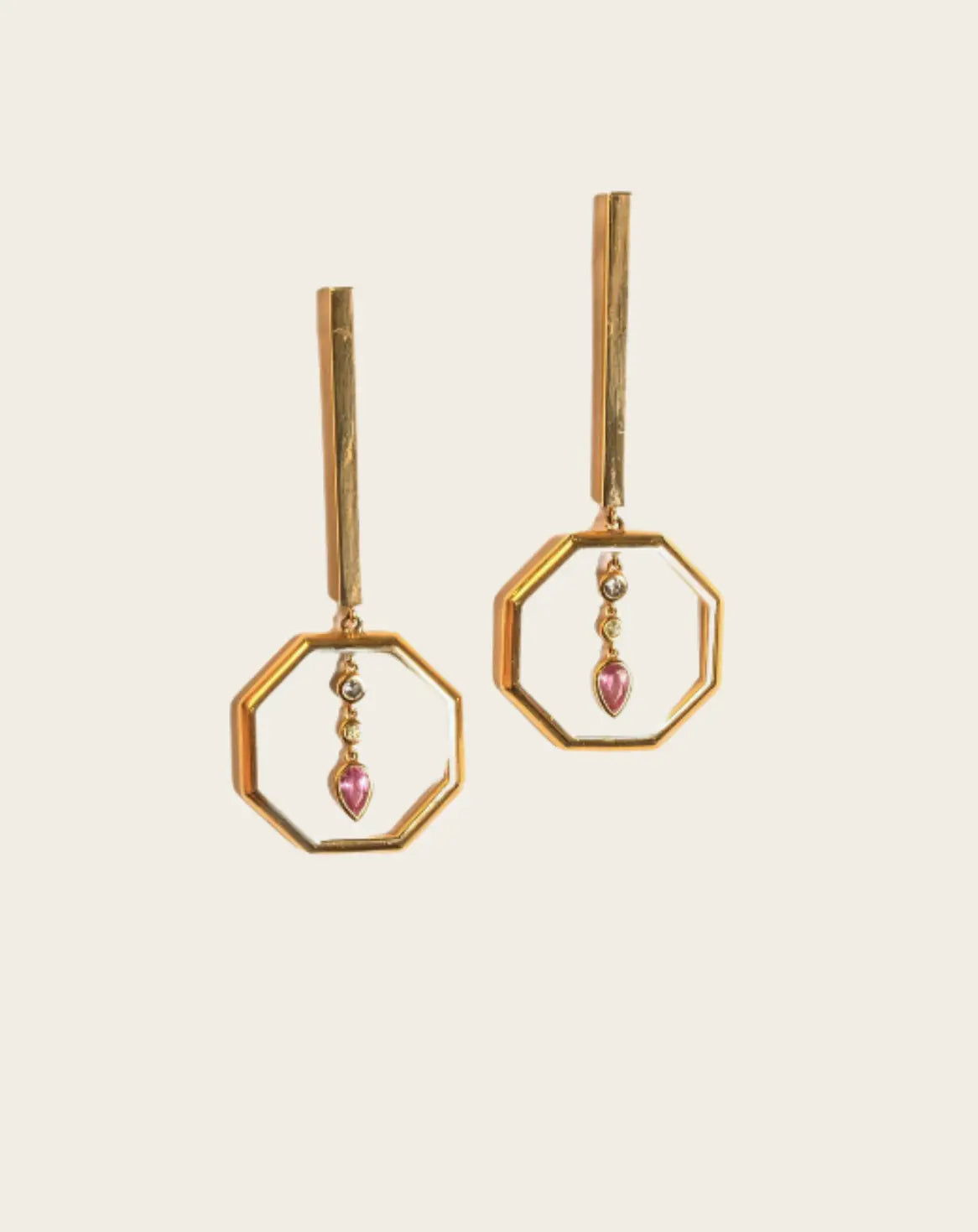 Pink Sapphire and Gold Earrings Pink Sapphire and Gold Earrings Sorellina Sorellina  Squash Blossom Vail