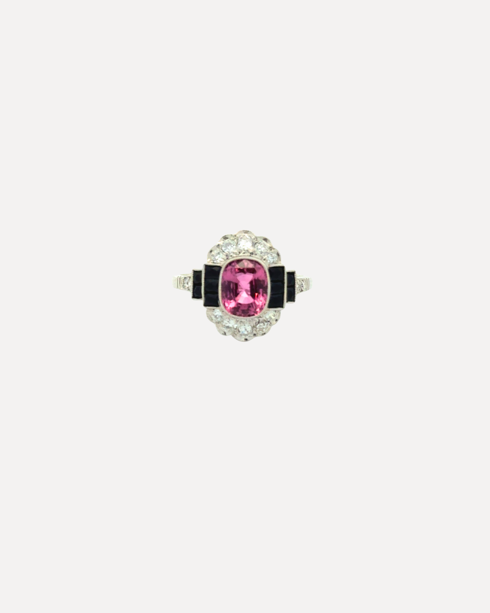 Pink Sapphire and Onyx Ring