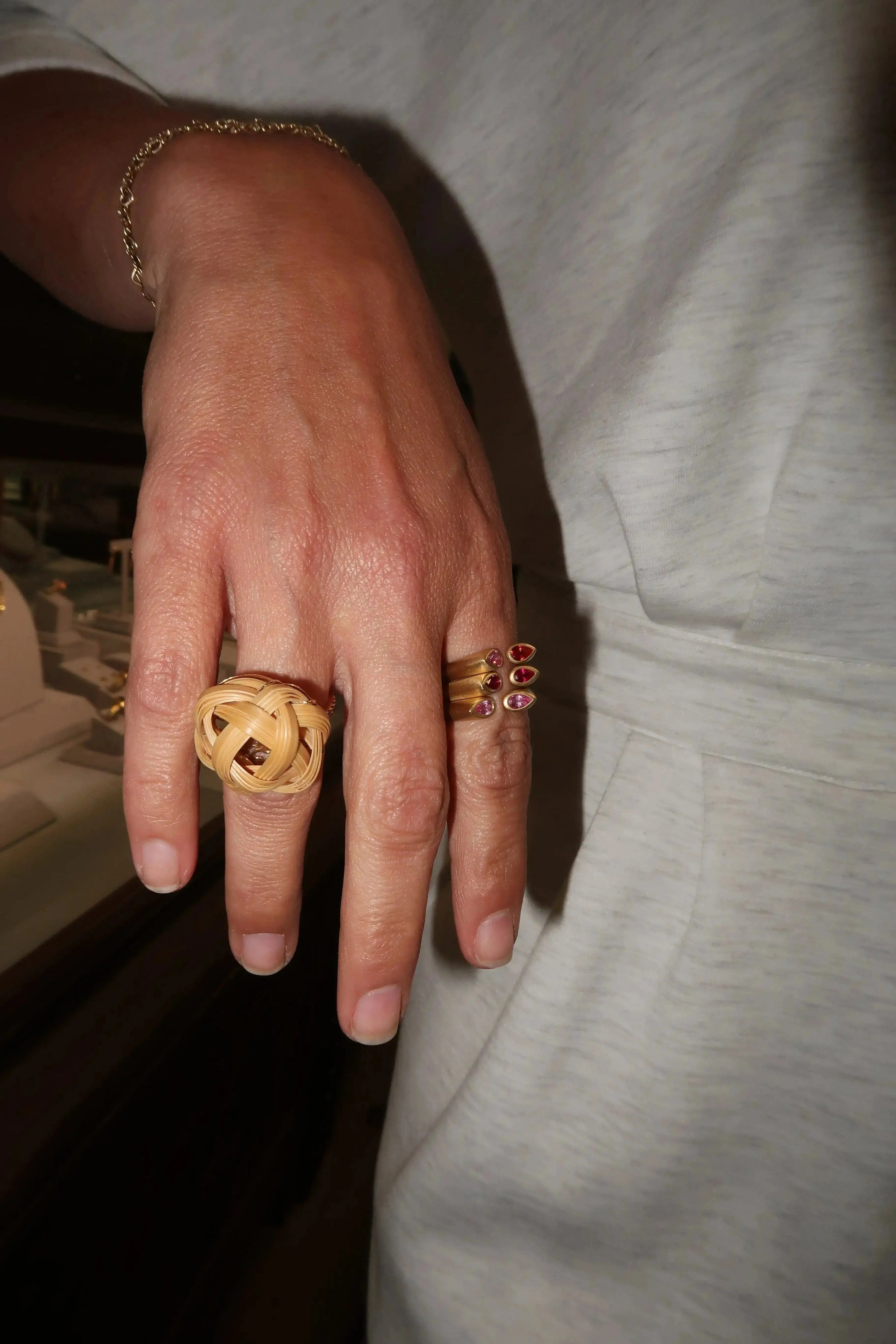 Pink & Orange Sapphire Hug Ring Pink & Orange Sapphire Hug Ring Kimberly Collins Kimberly Collins  Squash Blossom Vail