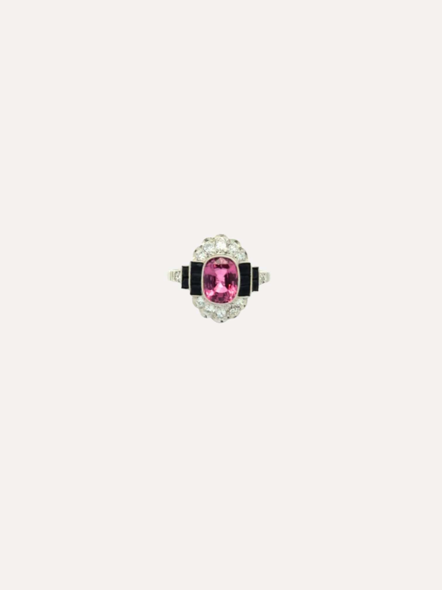 Pink Sapphire and Onyx Ring