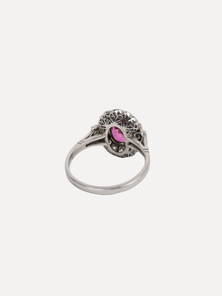 Pink Sapphire and Onyx Ring VINTAGE AT SQUASH BLOSSOM
