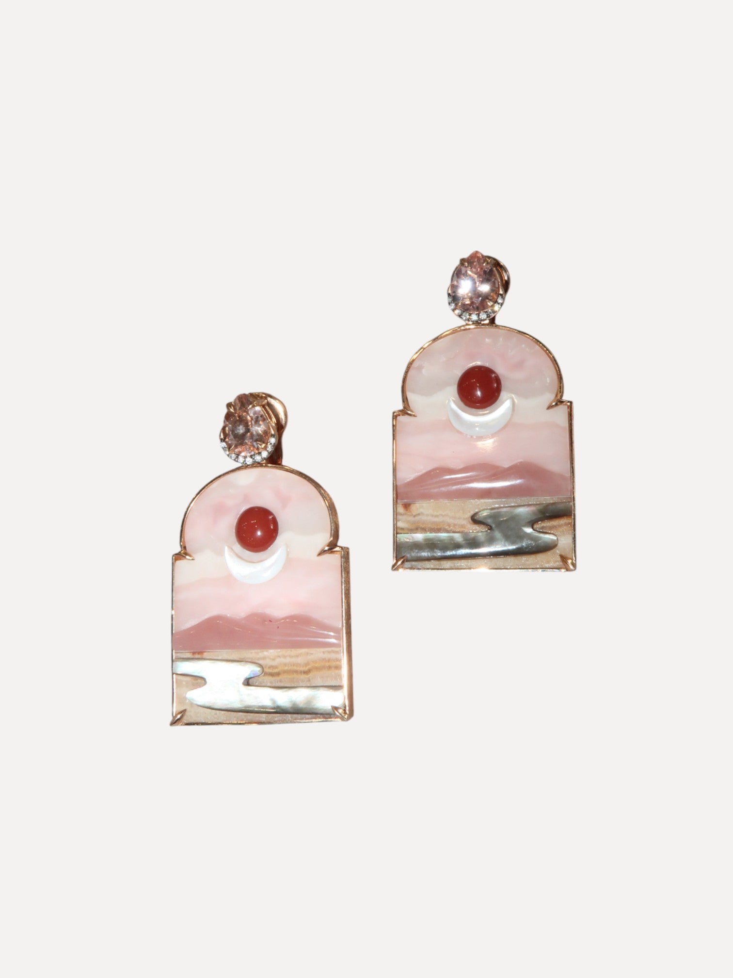 Pink opal earrings with window format Pink opal earrings with window format Silvia Furmanovich Silvia Furmanovich  Squash Blossom Vail