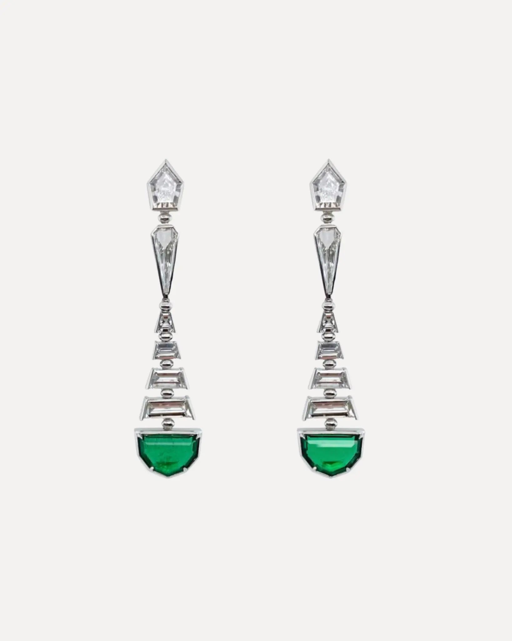 Platinum Emerald and Diamond Earrings Platinum Emerald and Diamond Earrings Bayco Bayco  Squash Blossom Vail