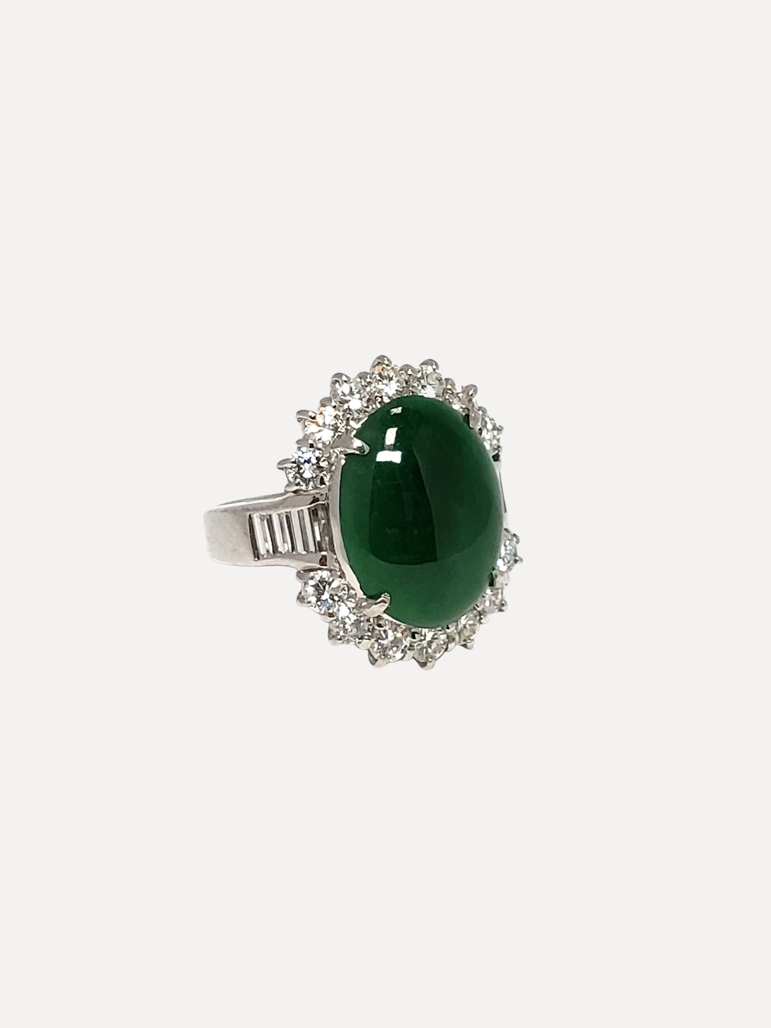 Platinum Jade and Diamond Ring