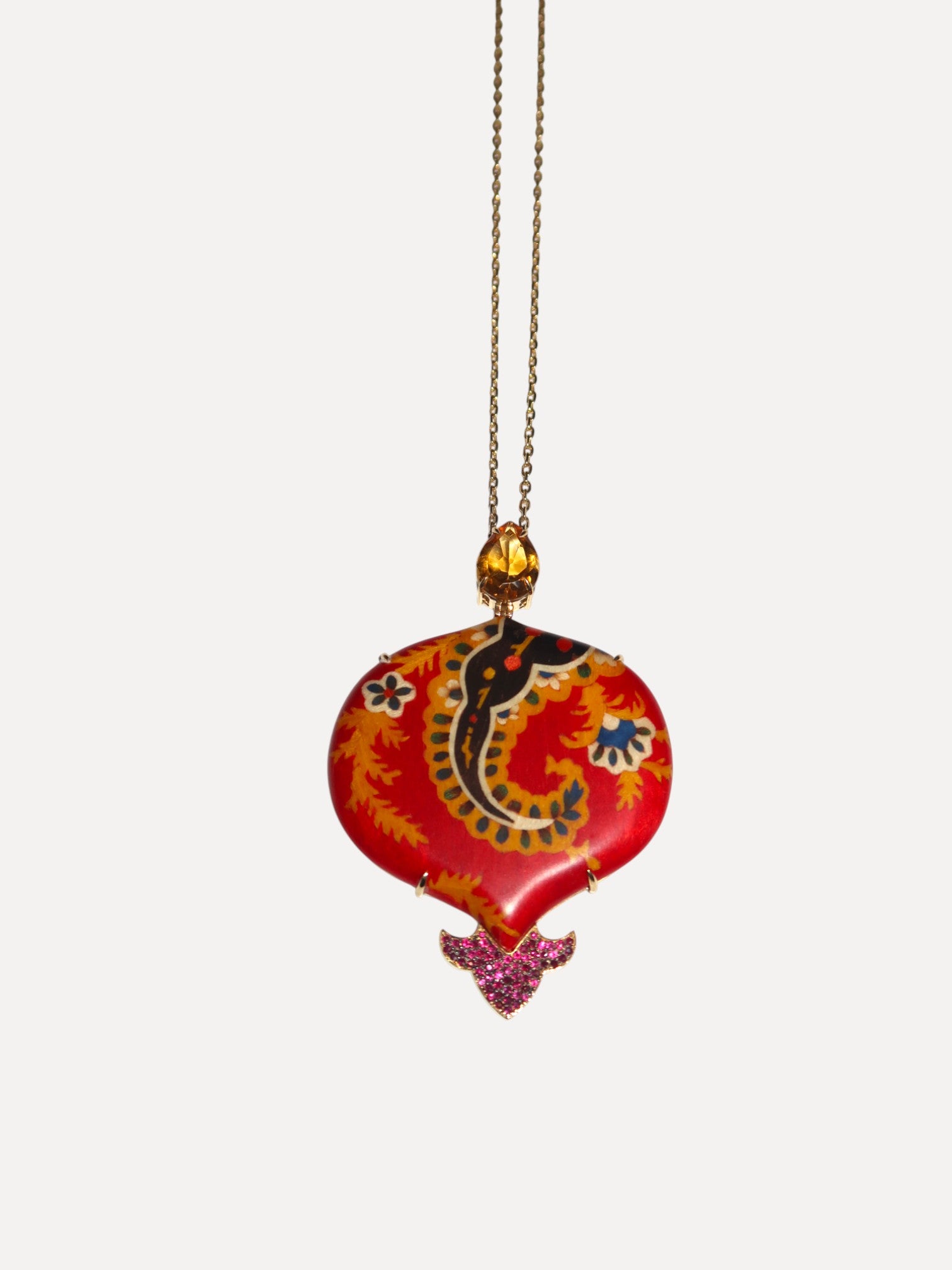 Pomegranate-shaped marquetry necklace Pomegranate-shaped marquetry necklace Silvia Furmanovich Silvia Furmanovich  Squash Blossom Vail