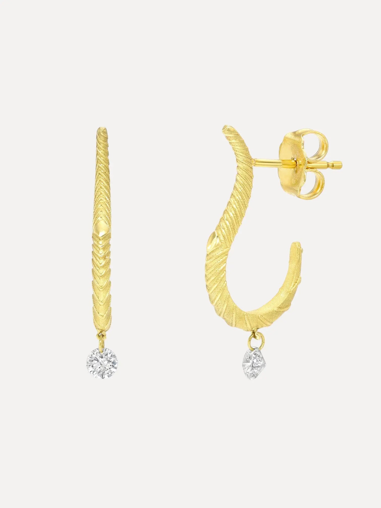 Radiant Huggies with Floating Diamonds Radiant Huggies with Floating Diamonds Meredith Young Meredith Young  Squash Blossom Vail