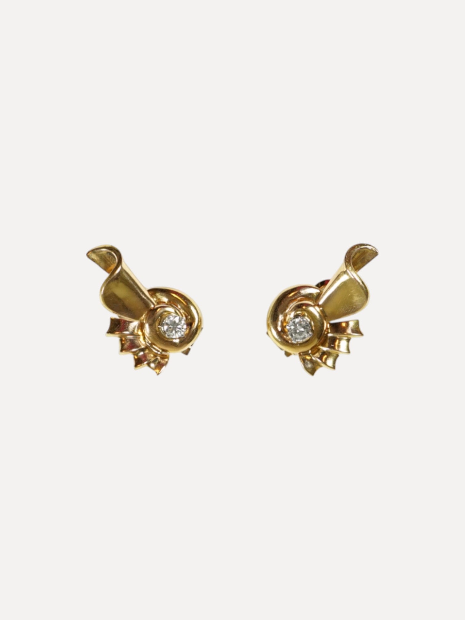 Retro 1940's gold and diamond earrings