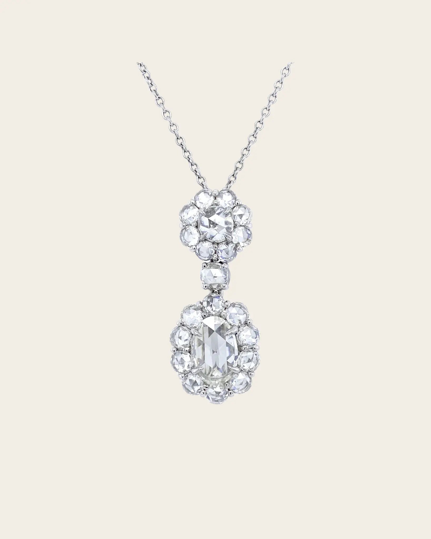 A Bayco rose cut diamond necklace with 21 diamonds.