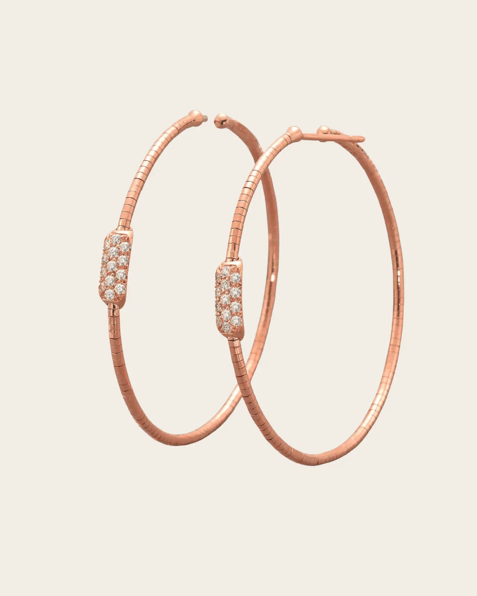 Rose Gold Hoop Earrings with Pave Diamonds Rose Gold Hoop Earrings with Pave Diamonds Mattia Cielo Mattia Cielo  Squash Blossom Vail