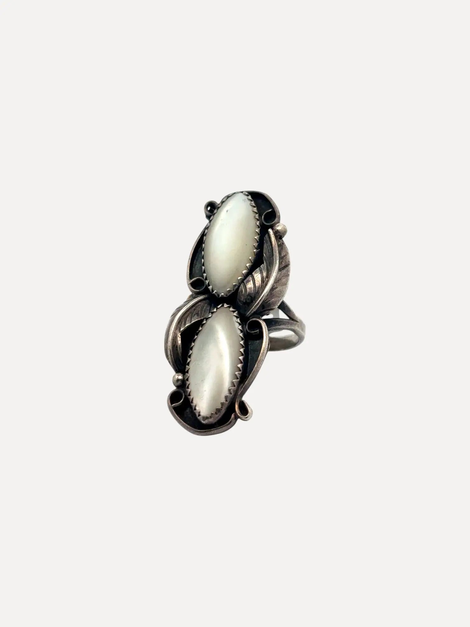 SS MOP 2 Stone Ring SS MOP 2 Stone Ring Native American Collection Native American Collection  Squash Blossom Vail