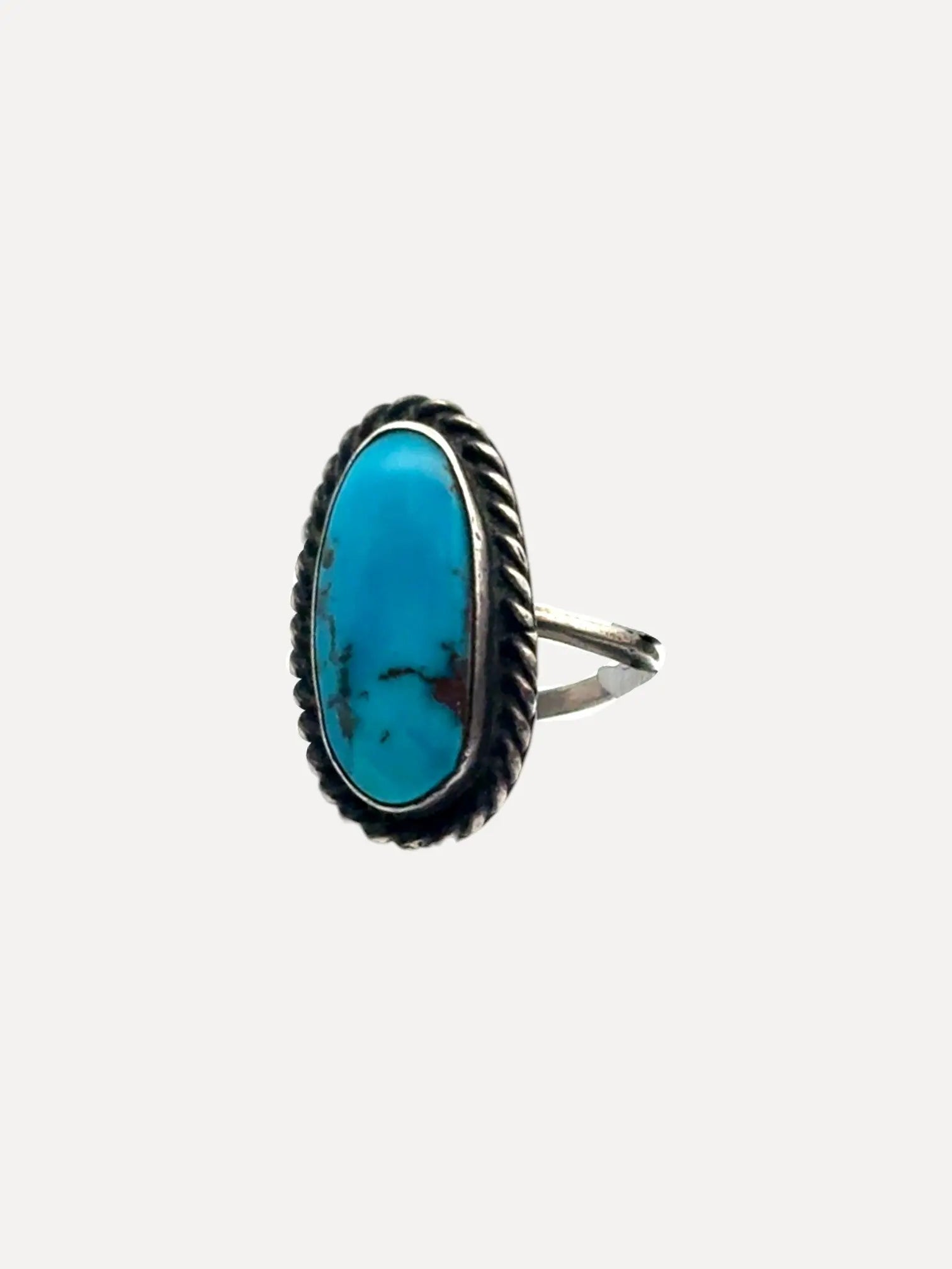 SS TQ VINTAGE Ring OVAL ROPE BEZ SS TQ VINTAGE Ring OVAL ROPE BEZ Native American Collection Native American Collection  Squash Blossom Vail