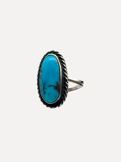 SS TQ VINTAGE Ring OVAL ROPE BEZ SS TQ VINTAGE Ring OVAL ROPE BEZ Native American Collection Native American Collection  Squash Blossom Vail