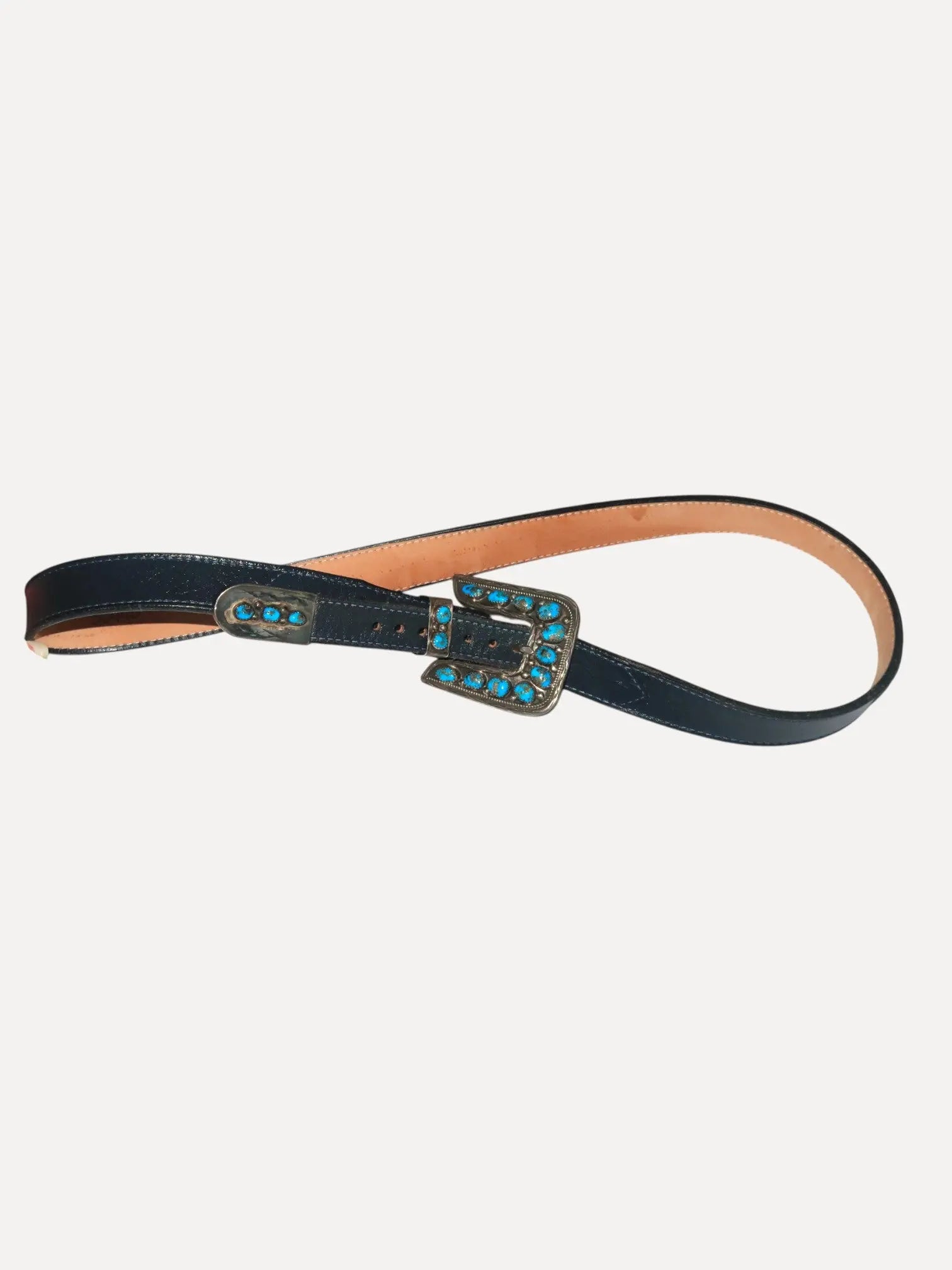 SS Turq Leather Belt SS Turq Leather Belt Painted Sky Vintage Painted Sky Vintage  Squash Blossom Vail