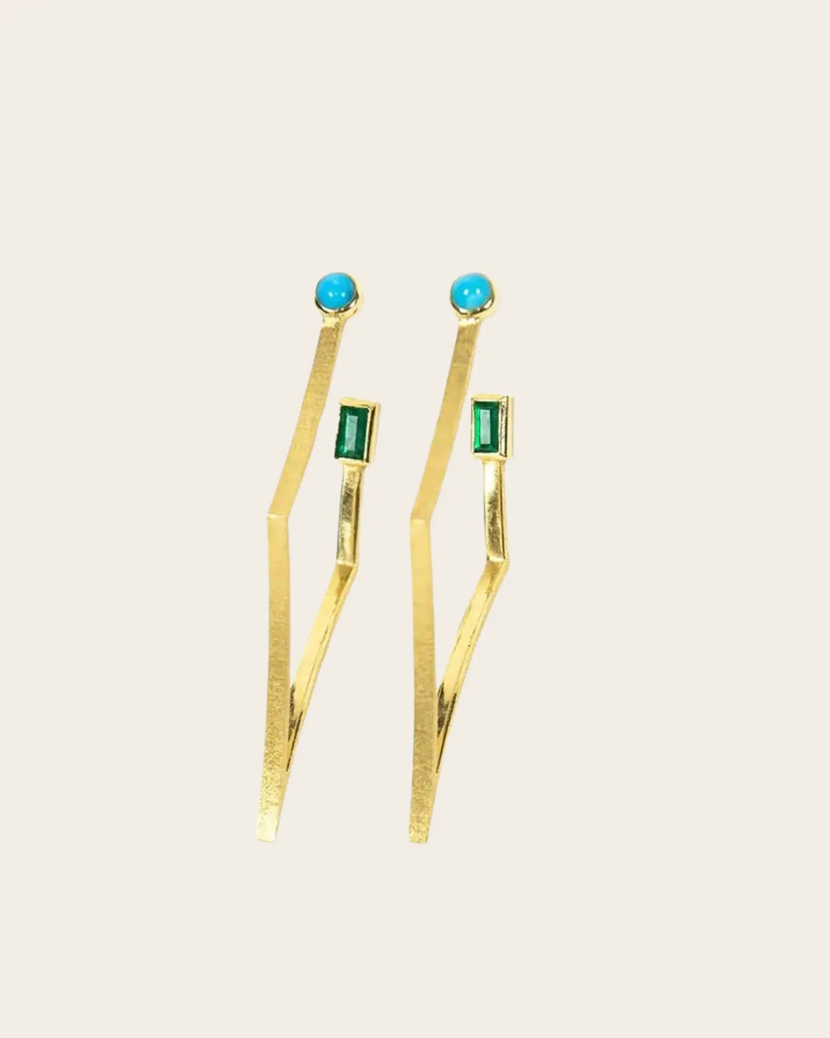 Samantha Louise Turquoise and Emerald Falling Star Hoops Samantha Louise Turquoise and Emerald Falling Star Hoops Samantha Louise Jewelry Samantha Louise Jewelry  Squash Blossom Vail