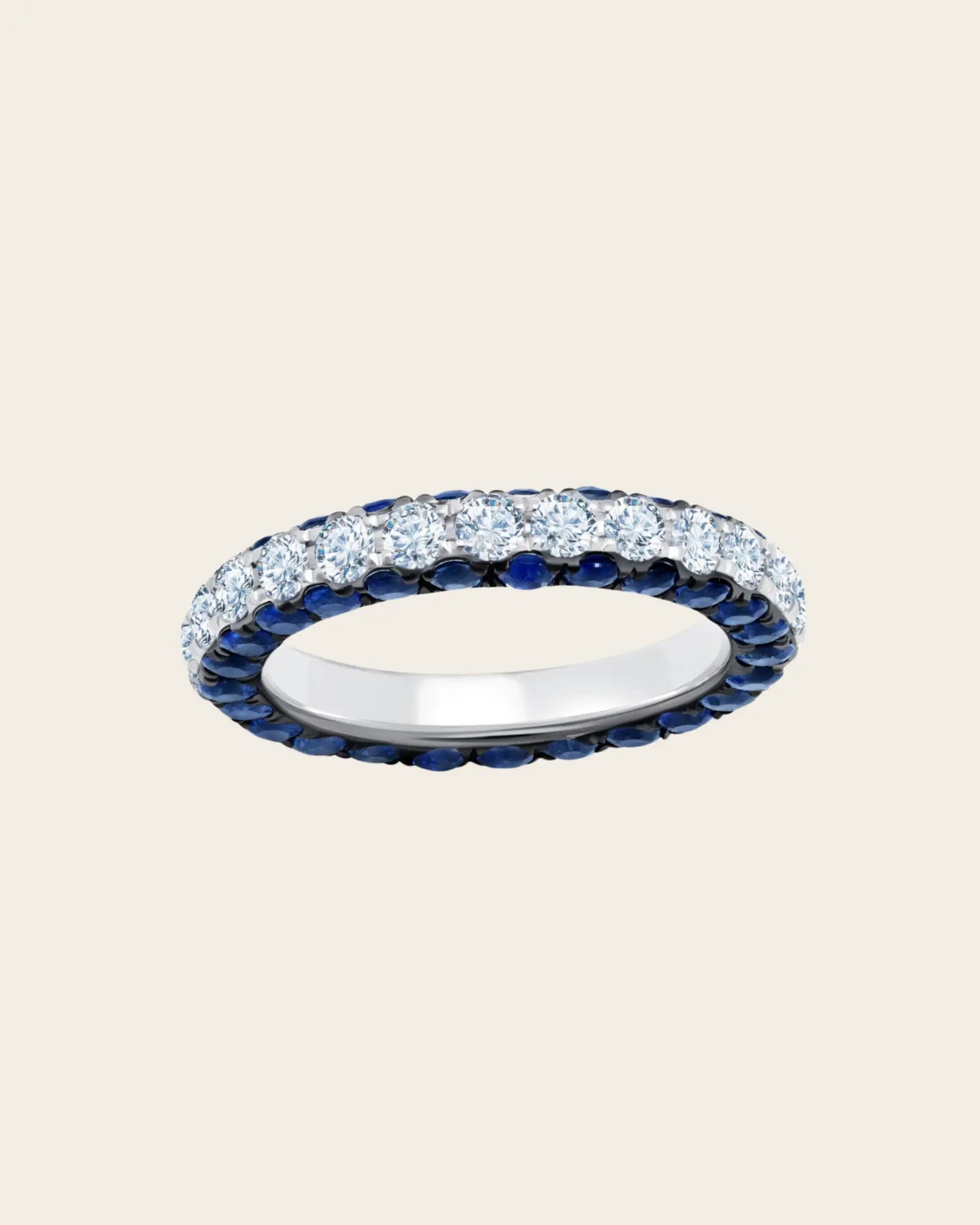 Sapphire & Diamond 3 Sided Band Ring Sapphire & Diamond 3 Sided Band Ring Graziela Gems Graziela Gems  Squash Blossom Vail