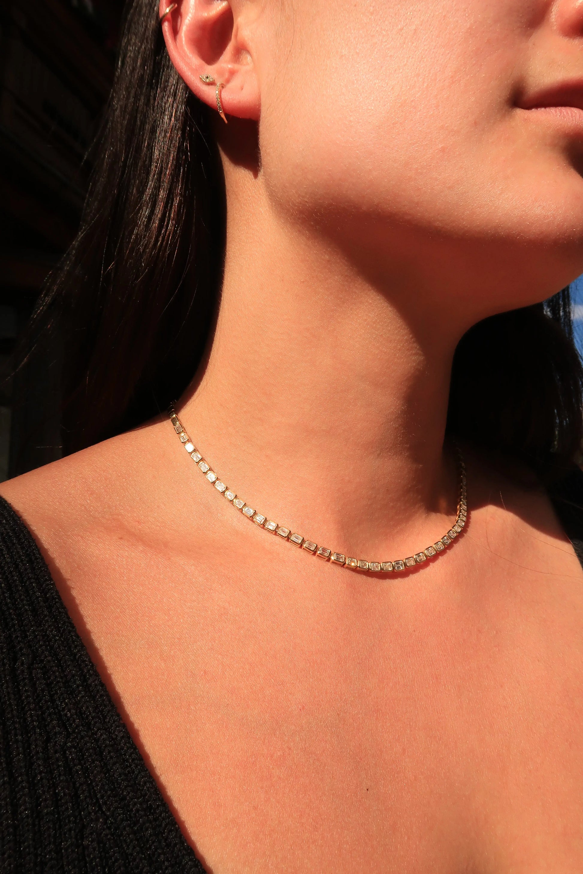 "Scintilate"Dia Oct Bezel E-W Half Necklace 16" "Scintilate"Dia Oct Bezel E-W Half Necklace 16" Ruchi New York Ruchi New York  Squash Blossom Vail