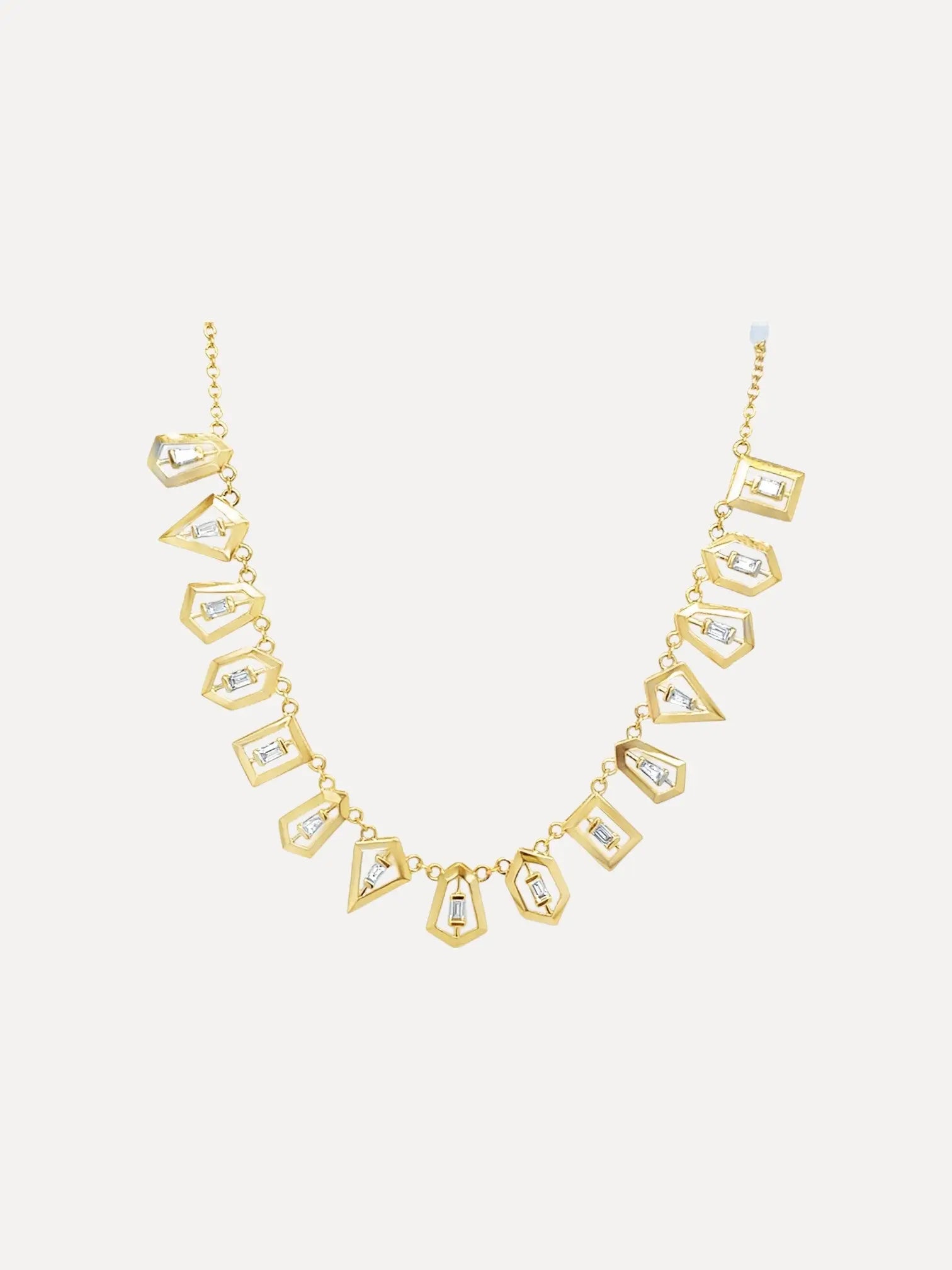 "Scintilate"Dianond & Geometric Frame Fringe Necklace "Scintilate"Dianond & Geometric Frame Fringe Necklace Ruchi New York Ruchi New York  Squash Blossom Vail