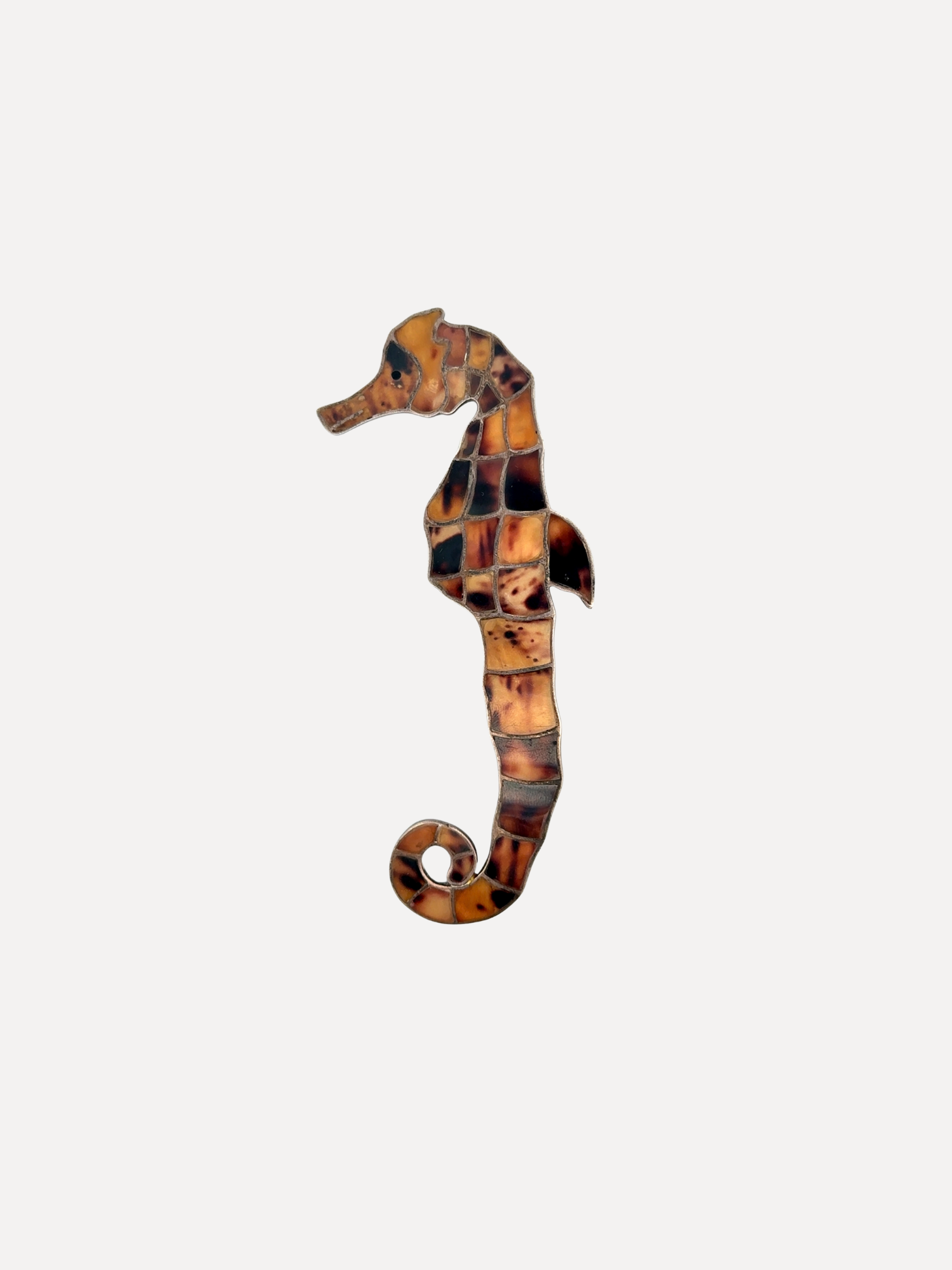 Seahorse Pin, Sterling and Tortoise Shell