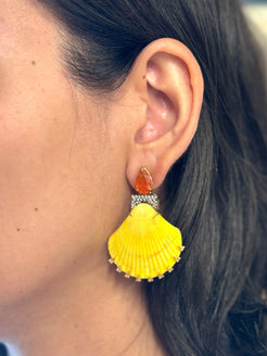 Shell Diamon, Fire Opal Earrings Shell Diamon, Fire Opal Earrings Silvia Furmanovich Silvia Furmanovich  Squash Blossom Vail