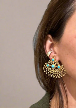 Silk Road Turquoise and Diamond Earrings Silk Road Turquoise and Diamond Earrings Silvia Furmanovich Silvia Furmanovich  Squash Blossom Vail
