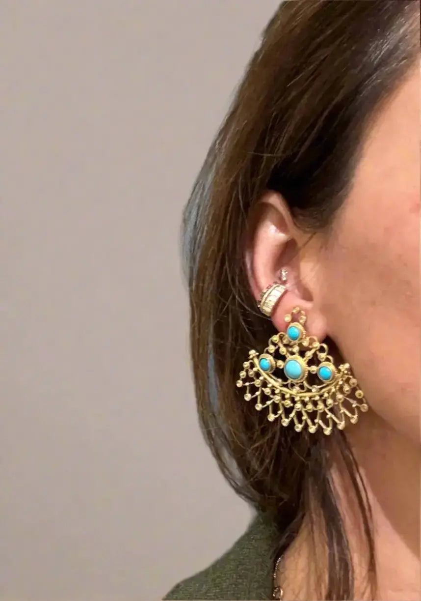 Silk Road Turquoise and Diamond Earrings Silk Road Turquoise and Diamond Earrings Silvia Furmanovich Silvia Furmanovich  Squash Blossom Vail