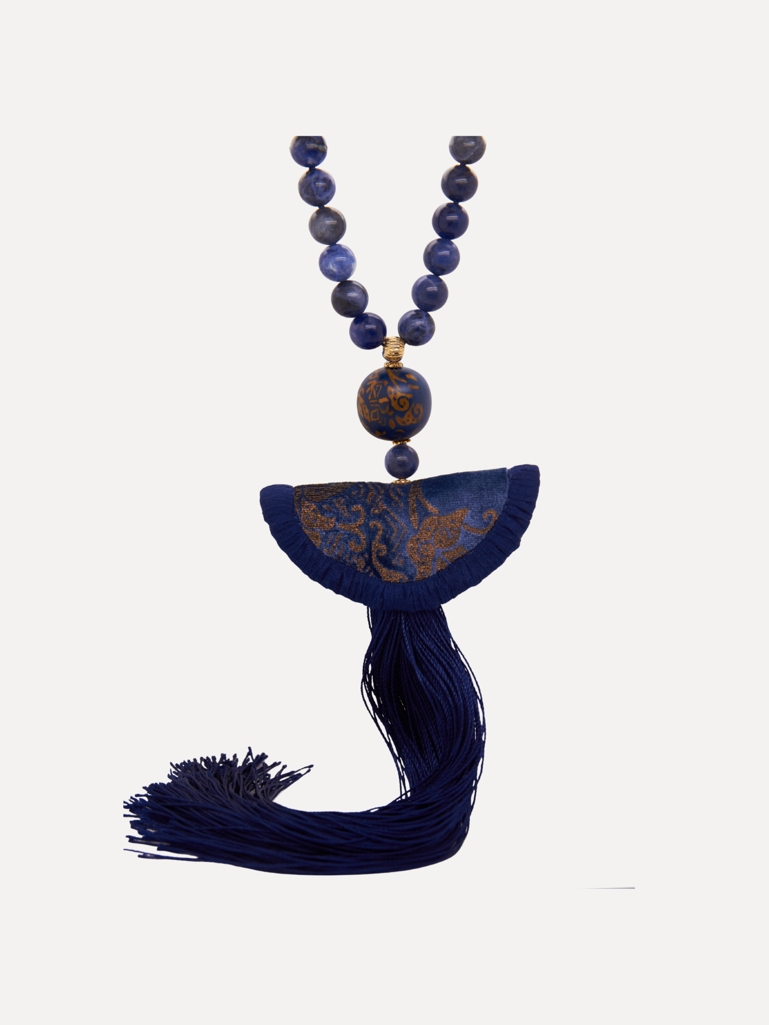 Silk Road Sodalite Tassel Necklace