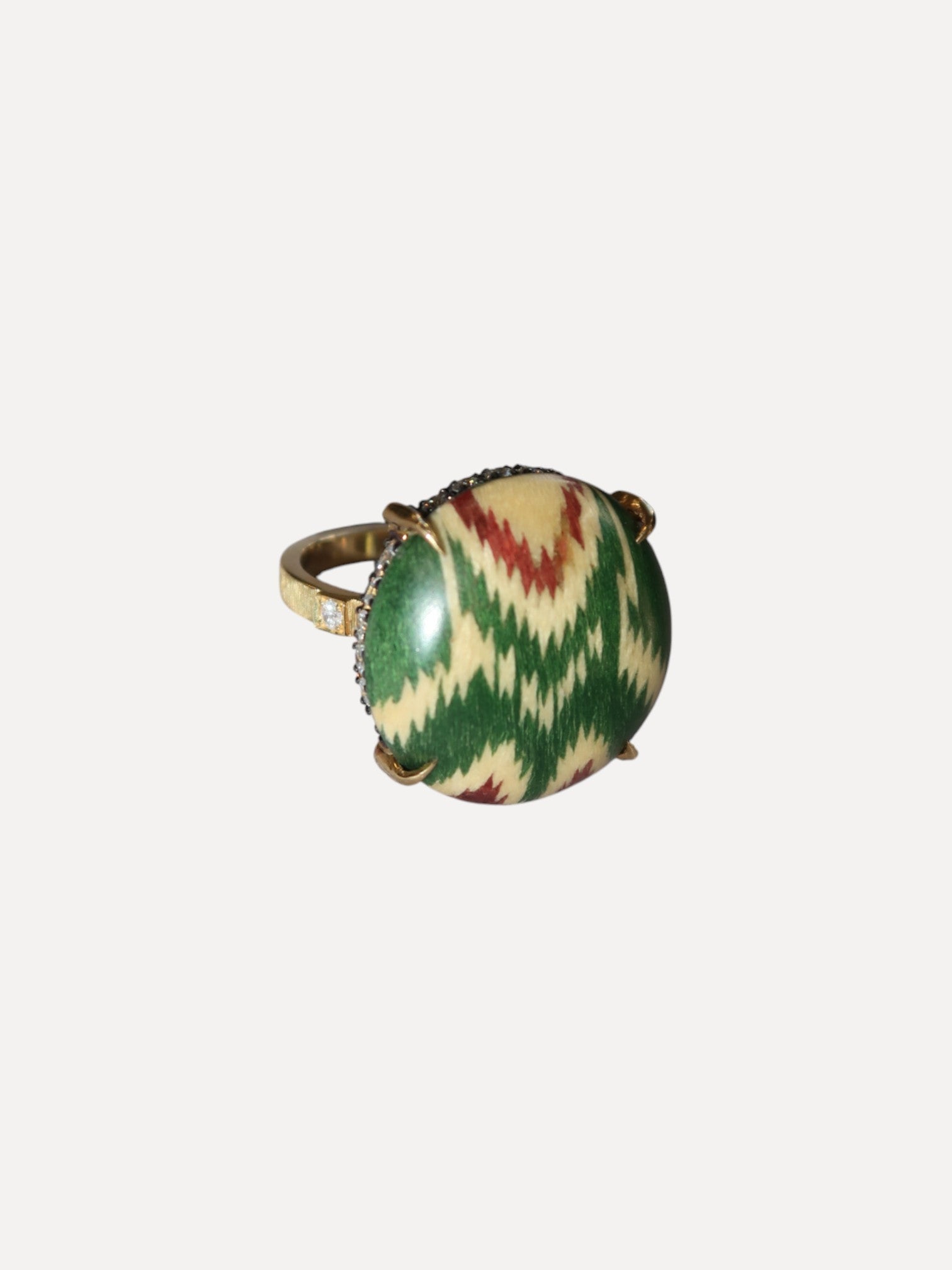 Silk road marquetry ring with diamond Silk road marquetry ring with diamond Silvia Furmanovich Silvia Furmanovich  Squash Blossom Vail