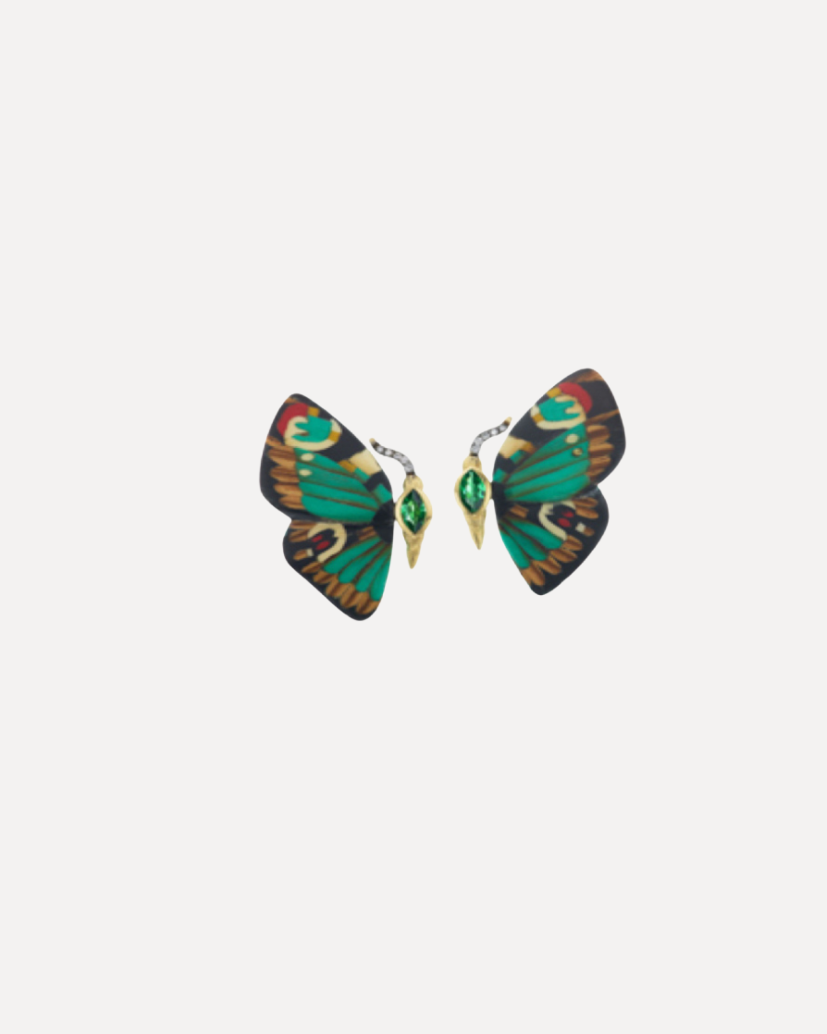 Marquetry Butterfly Tsavorite Earrings