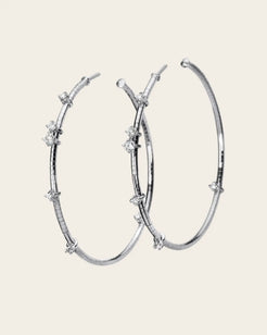 Small 18k white gold and Diamond Hoops Small 18k white gold and Diamond Hoops Mattia Cielo Mattia Cielo  Squash Blossom Vail
