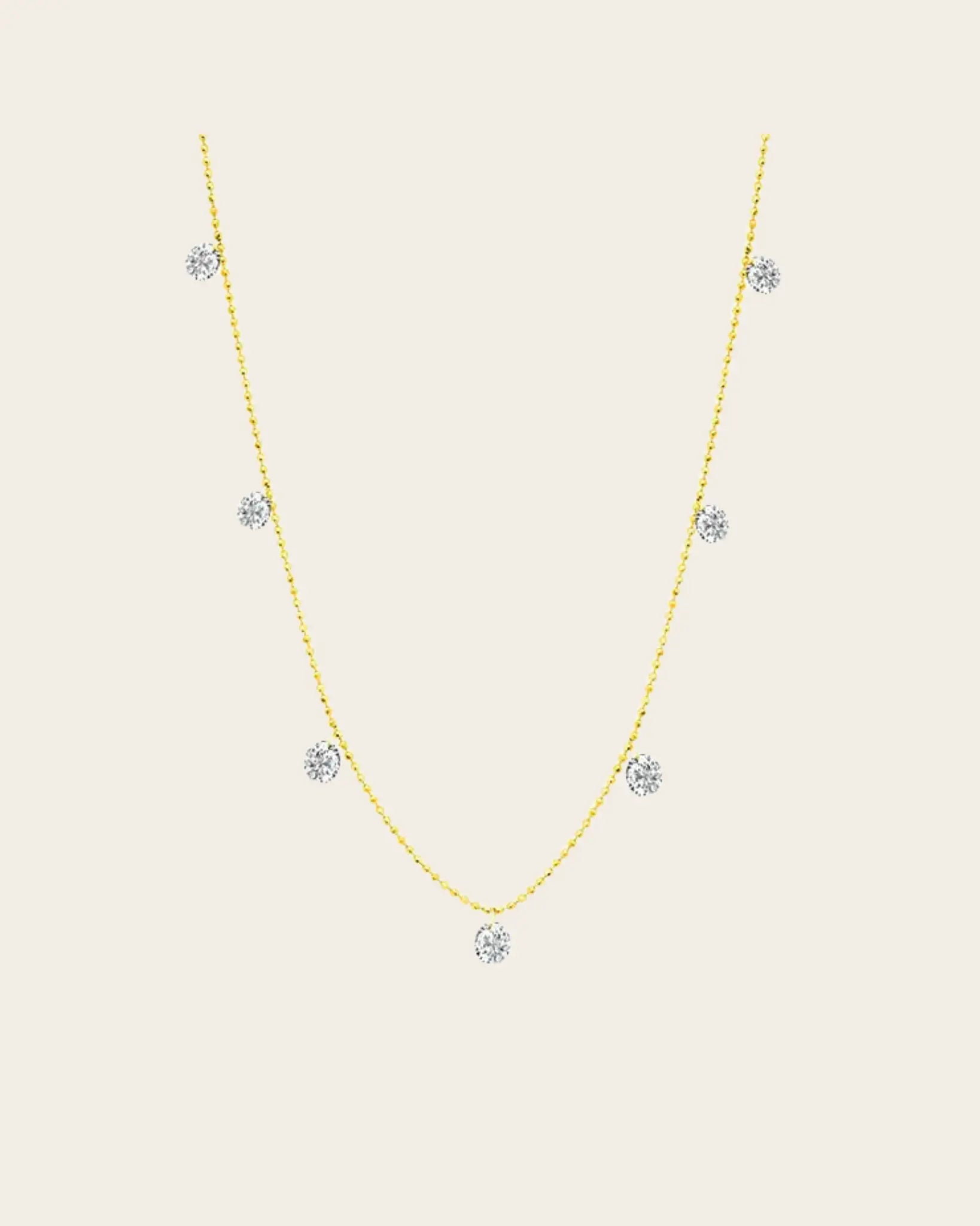 Small Floating 5 Diamond Necklace Small Floating 5 Diamond Necklace Graziela Gems Graziela Gems  Squash Blossom Vail