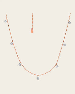 Small Floating Diamond Necklace Small Floating Diamond Necklace Graziela Gems Graziela Gems Rose-Gold Squash Blossom Vail