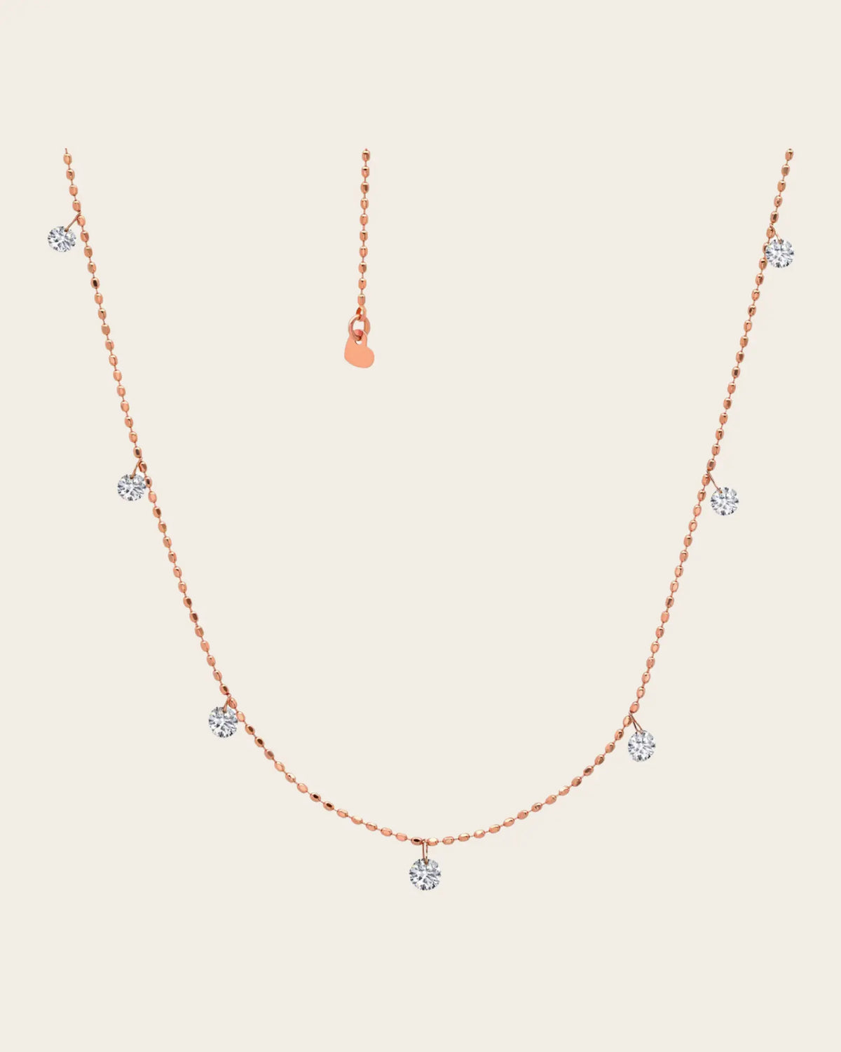 Small Floating Diamond Necklace Small Floating Diamond Necklace Graziela Gems Graziela Gems Rose-Gold Squash Blossom Vail