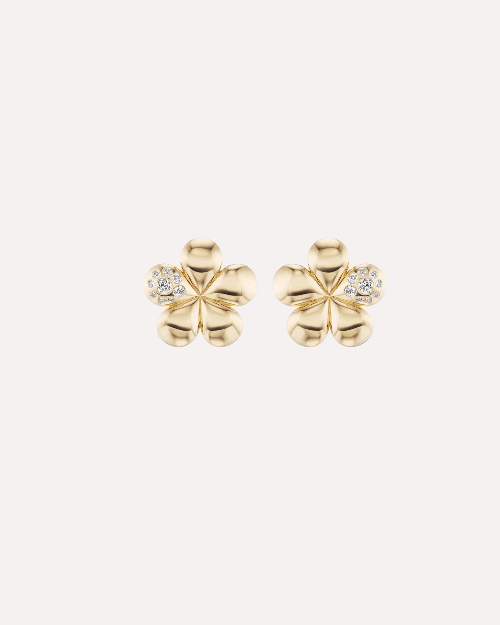 Small Petal Flower Earrings with Single Diamond Petal