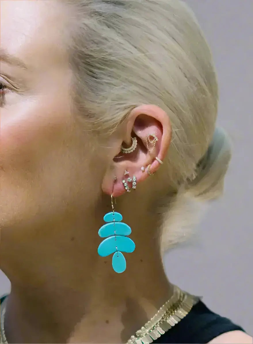 Small Turquoise Totem Earrings Small Turquoise Totem Earrings TenThousandThings TenThousandThings  Squash Blossom Vail