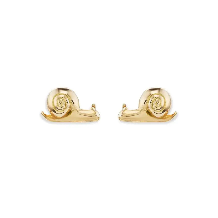 Brent Neale's pieces are so fun and whimsical. These snail studs are 18k yellow gold with a post and nut closure.