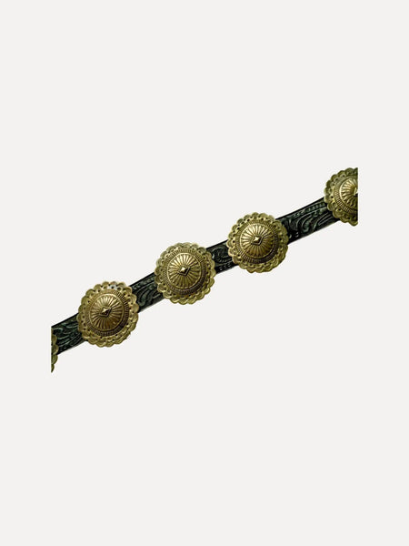 Southwestern Collection Stamped Concho Belt - Squash Blossom 