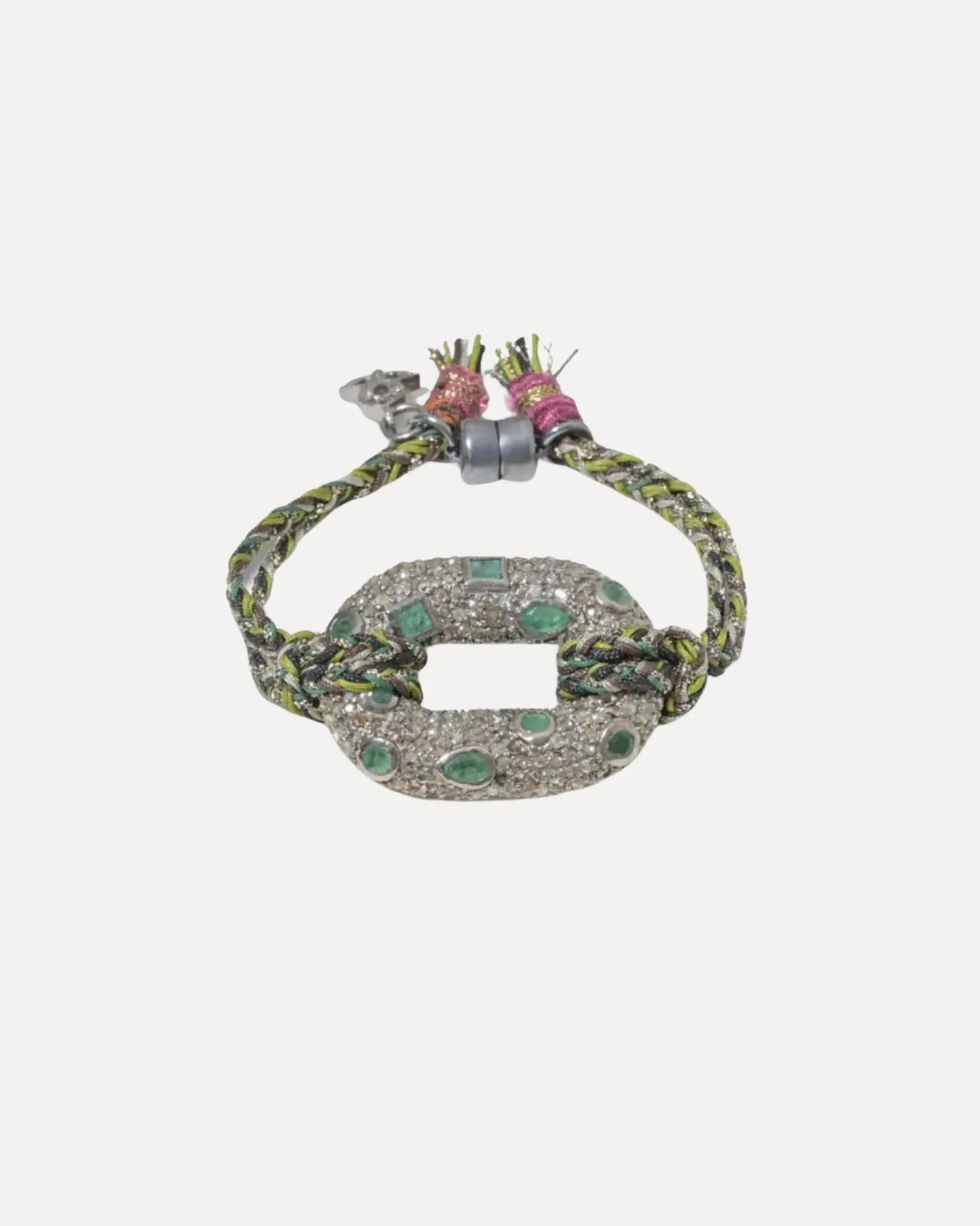 Sterling Silver Emeralds and Diamonds Silk Bracelet Sterling Silver Emeralds and Diamonds Silk Bracelet Patricia Arango Patricia Arango  Squash Blossom Vail