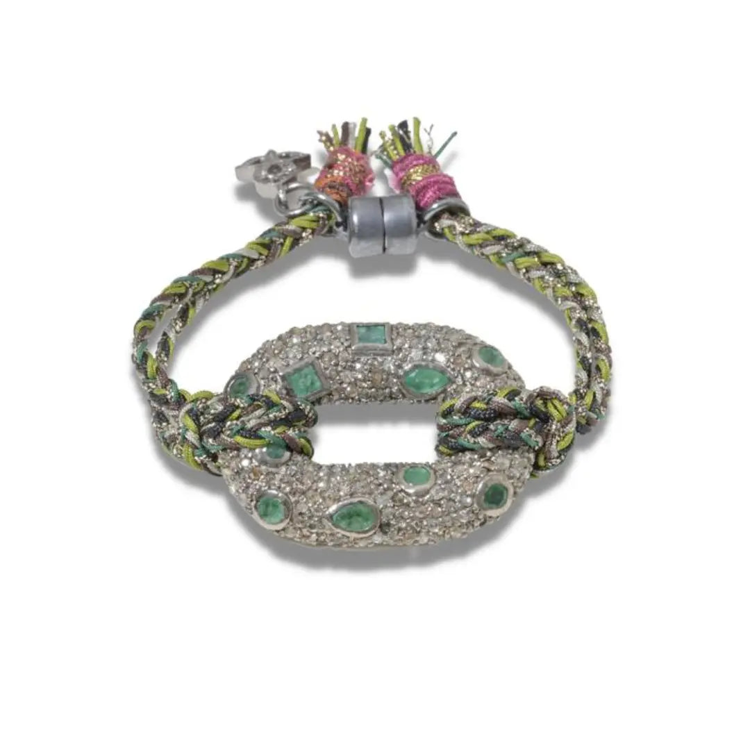 Sterling Silver Emeralds and Diamonds Silk Bracelet Sterling Silver Emeralds and Diamonds Silk Bracelet Patricia Arango Patricia Arango  Squash Blossom Vail
