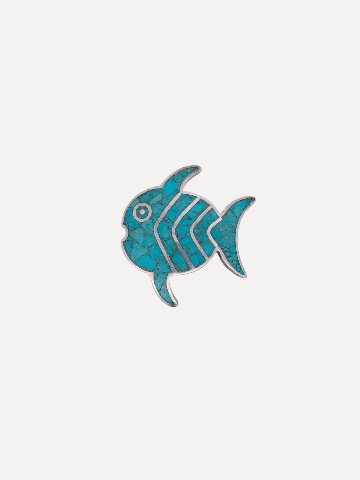 Turquoise Inlay Fish Brooch