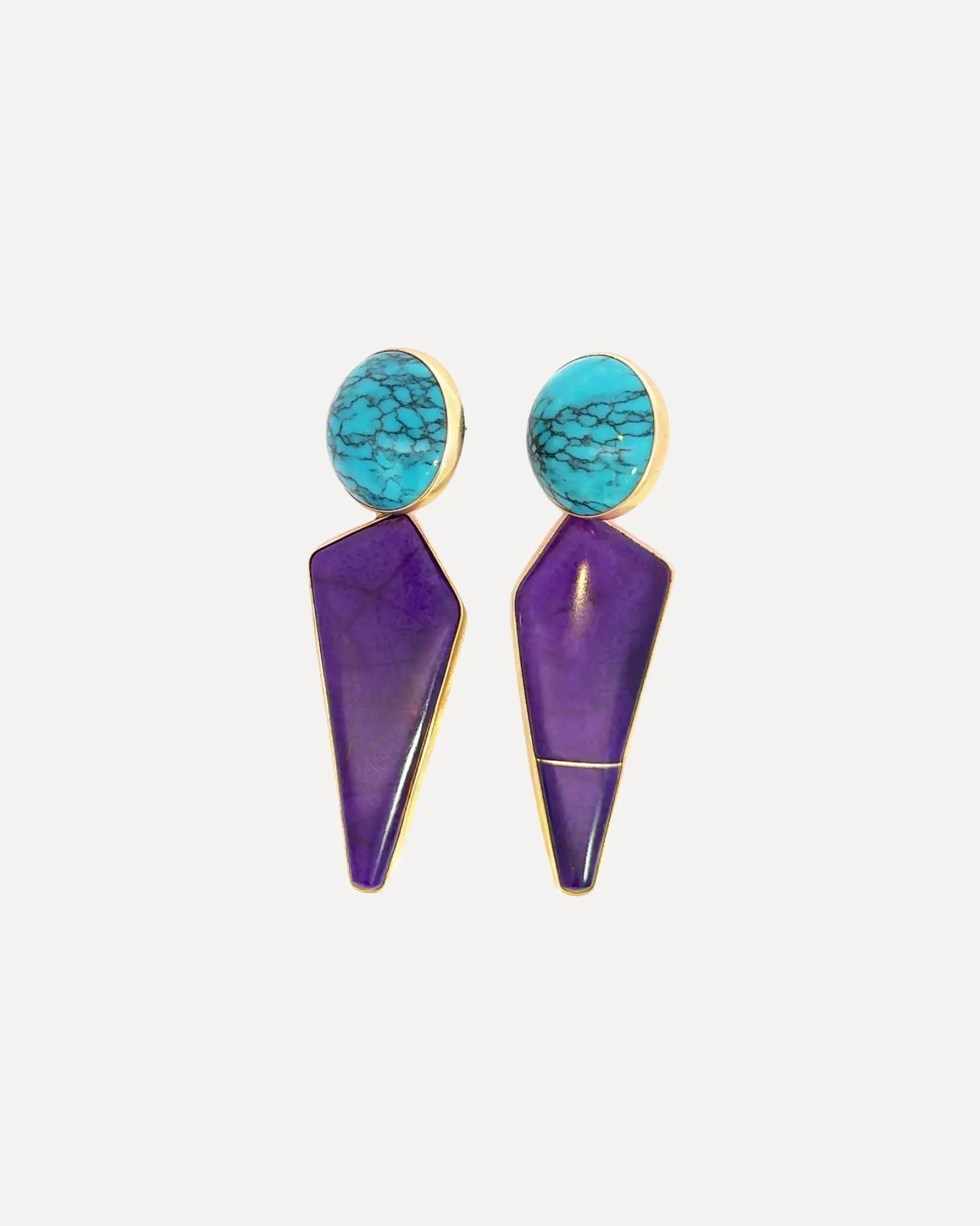 Sugilite and Turquoise Modern Earrings Sugilite and Turquoise Modern Earrings Vintage at the Squash Blossom Vintage at the Squash Blossom  Squash Blossom Vail