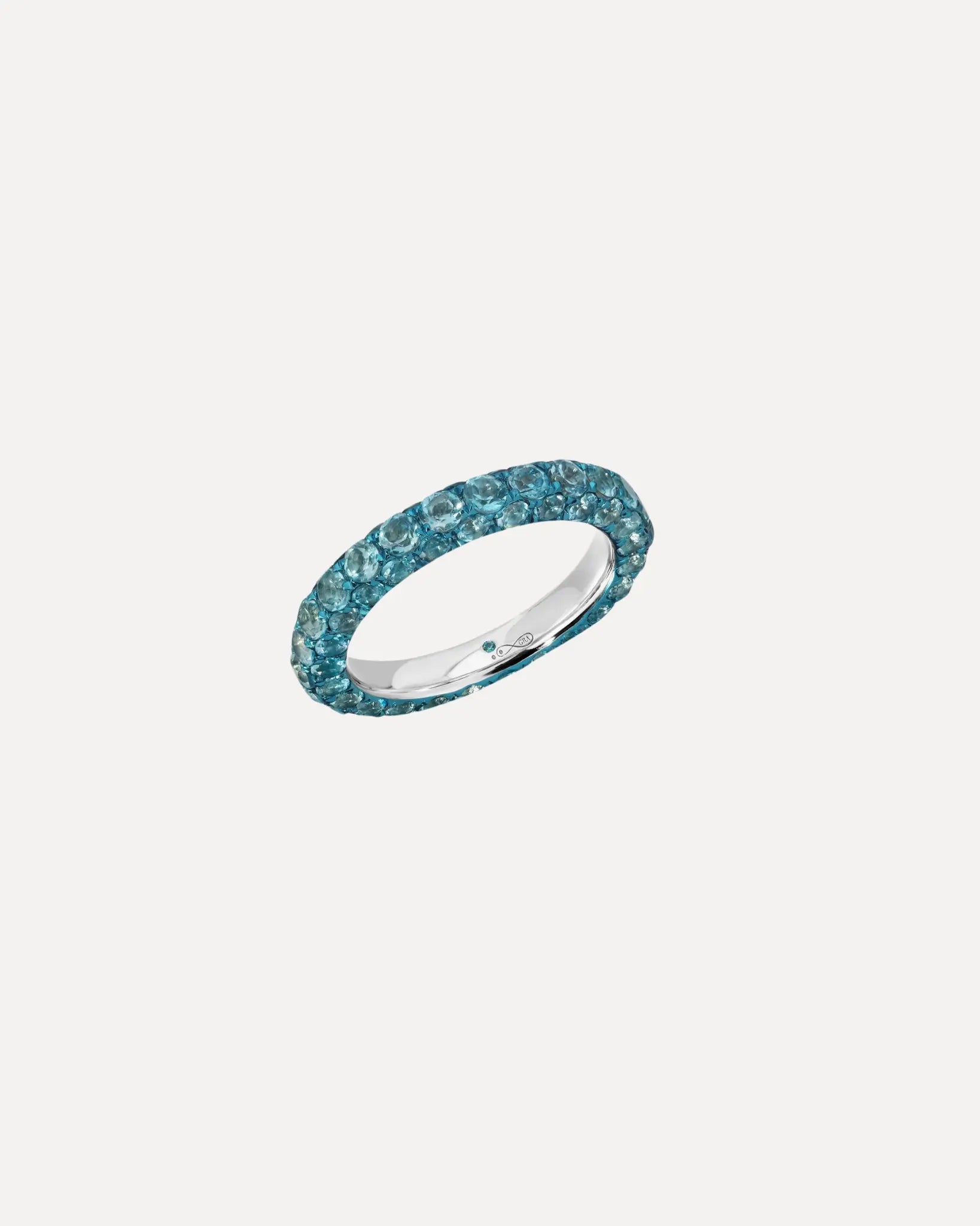 Swiss Blue & Blue Rhodium 3 Sided Ring Swiss Blue & Blue Rhodium 3 Sided Ring Graziela Gems Graziela Gems  Squash Blossom Vail