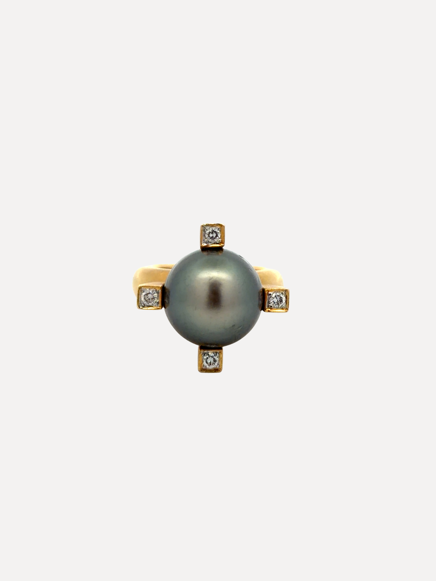 Tahitian Pearl Ring with Diamonds