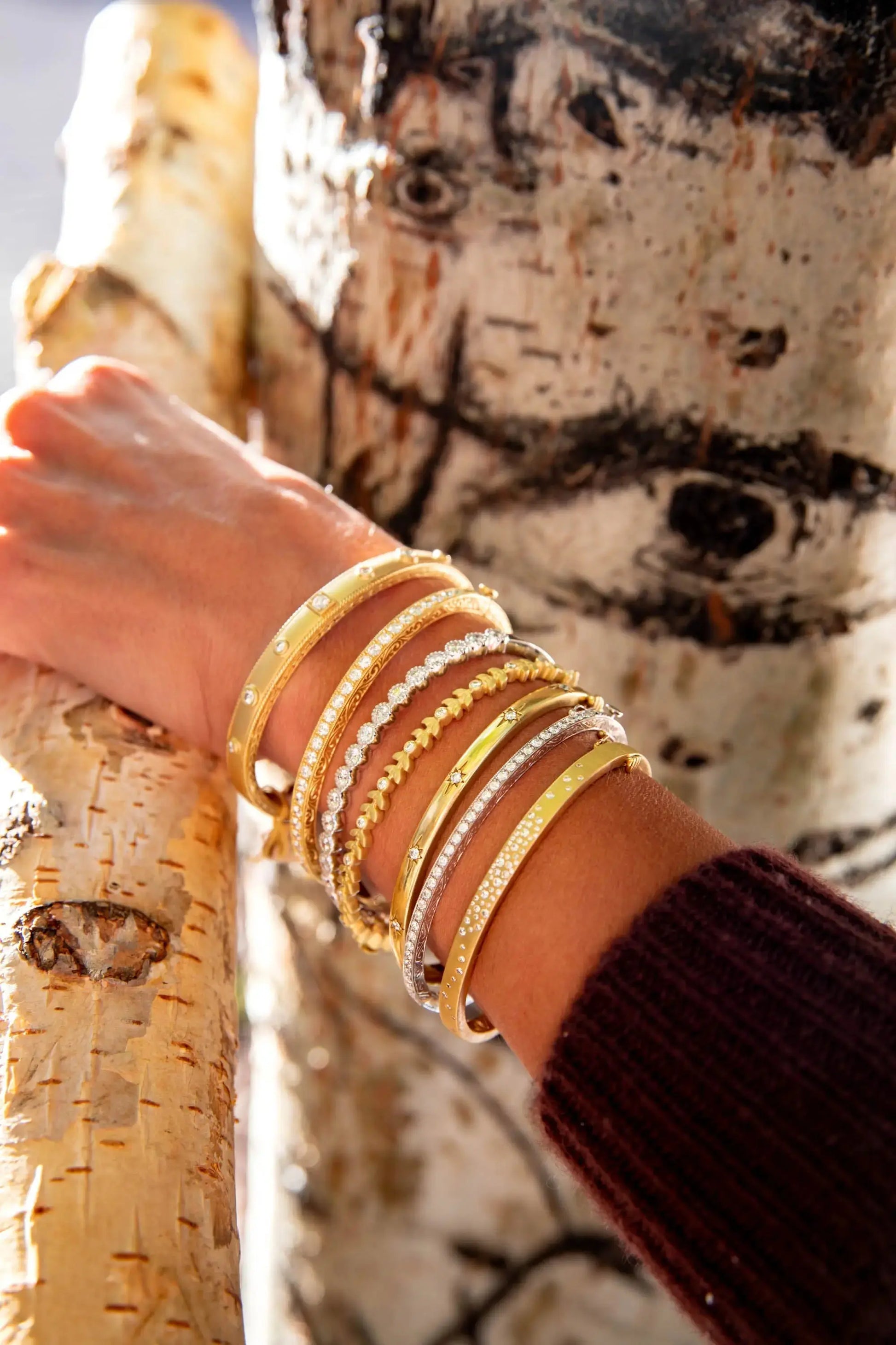 Thin Pave Bangle Diamonds - Squash Blossom Vail